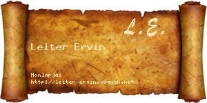Leiter Ervin névjegykártya